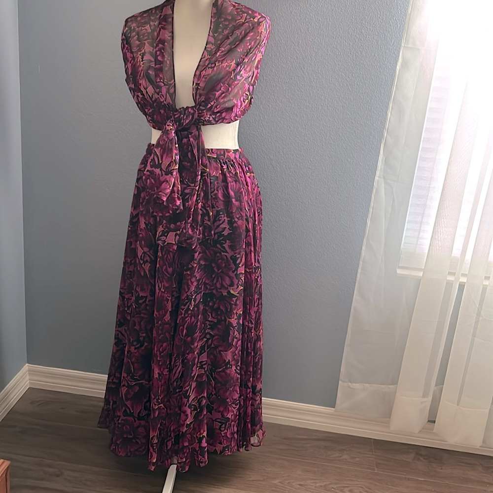 💥Silk Maxi Skirt & Scarf/Shawl-size 12💥